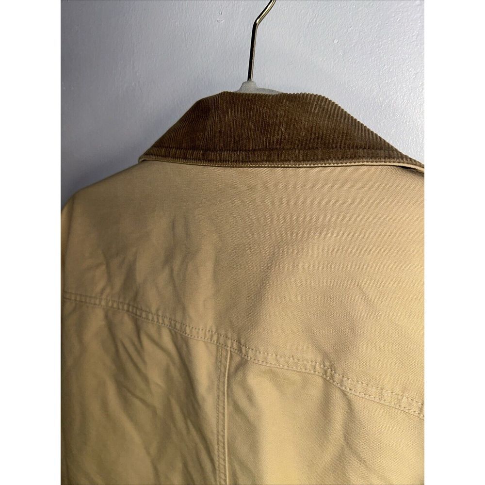 L.L.Bean Classic Barn Coat Khaki Cotton Canvas Corduroy Collar Field Jacket - Picture 7 of 8